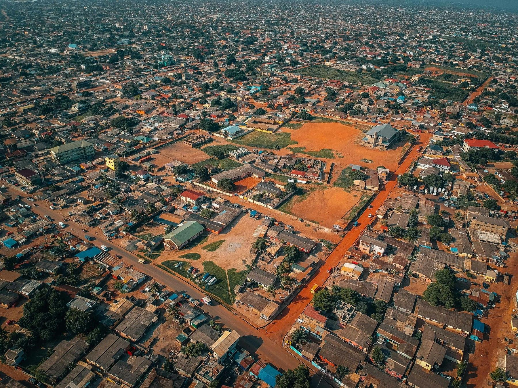 Aerial view of Accra neighbourhoods
