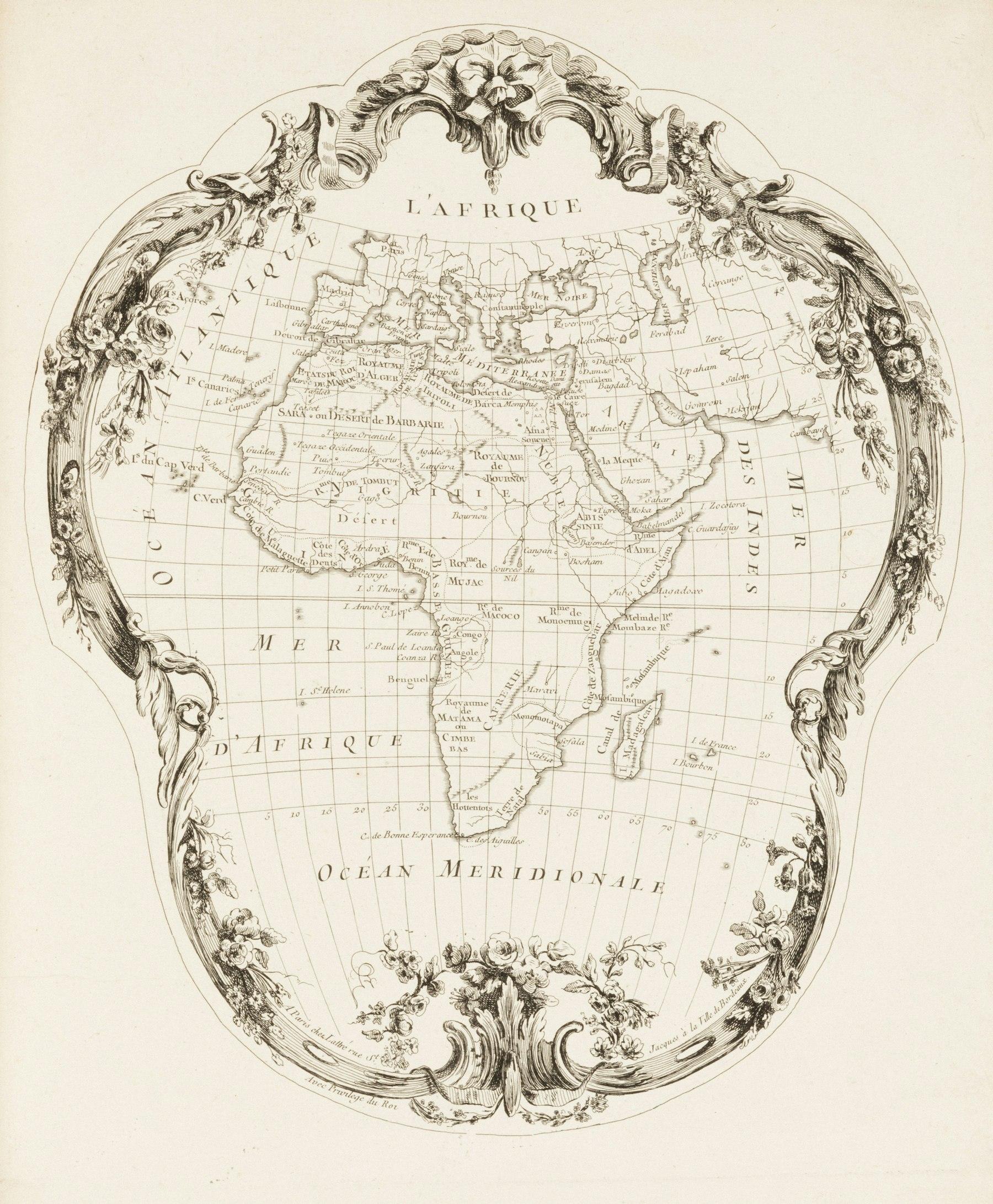An antique engraved map of Africa